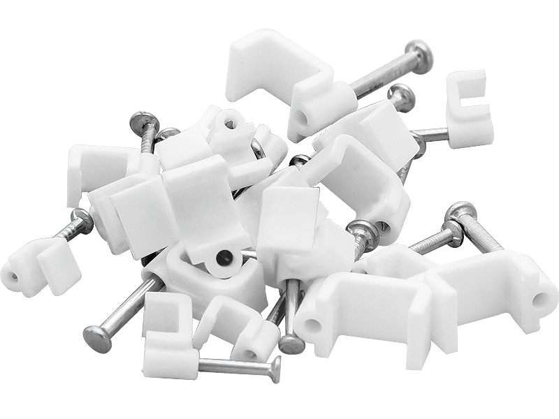 Lapos kábelrögzítő kapocs szeggel 6 × 4 mm, fehér, 100 db 42-002-